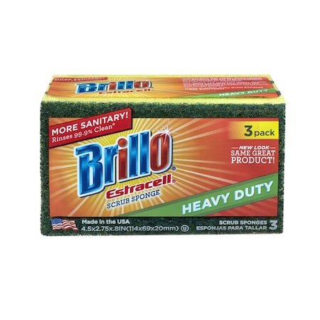Armaly Brillo Estracell Heavy Duty Scrubber Sponge For All Purpose 4.5 in. L 3 pc 21031